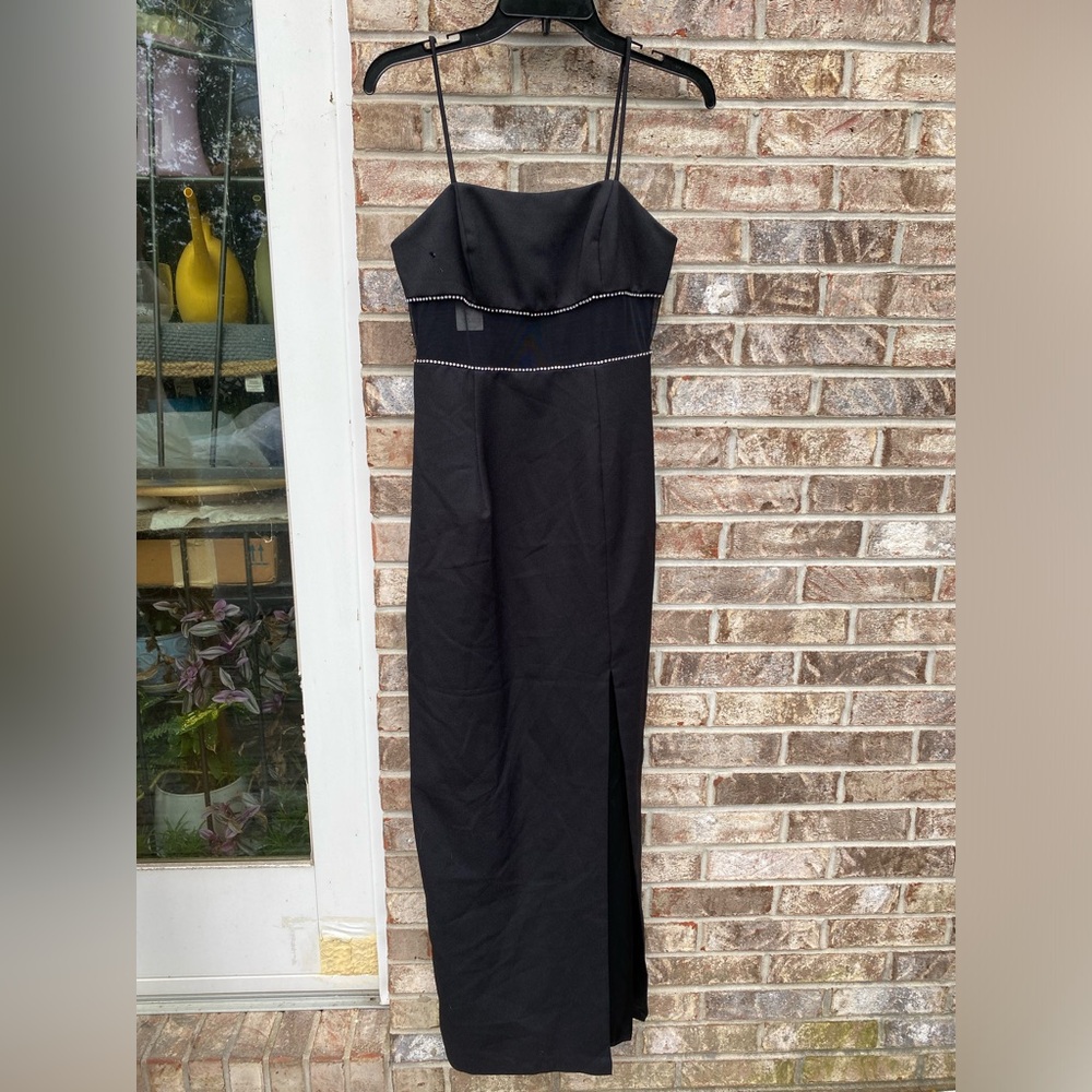 Black Vintage 90s Mesh Peekaboo Prom Dress
